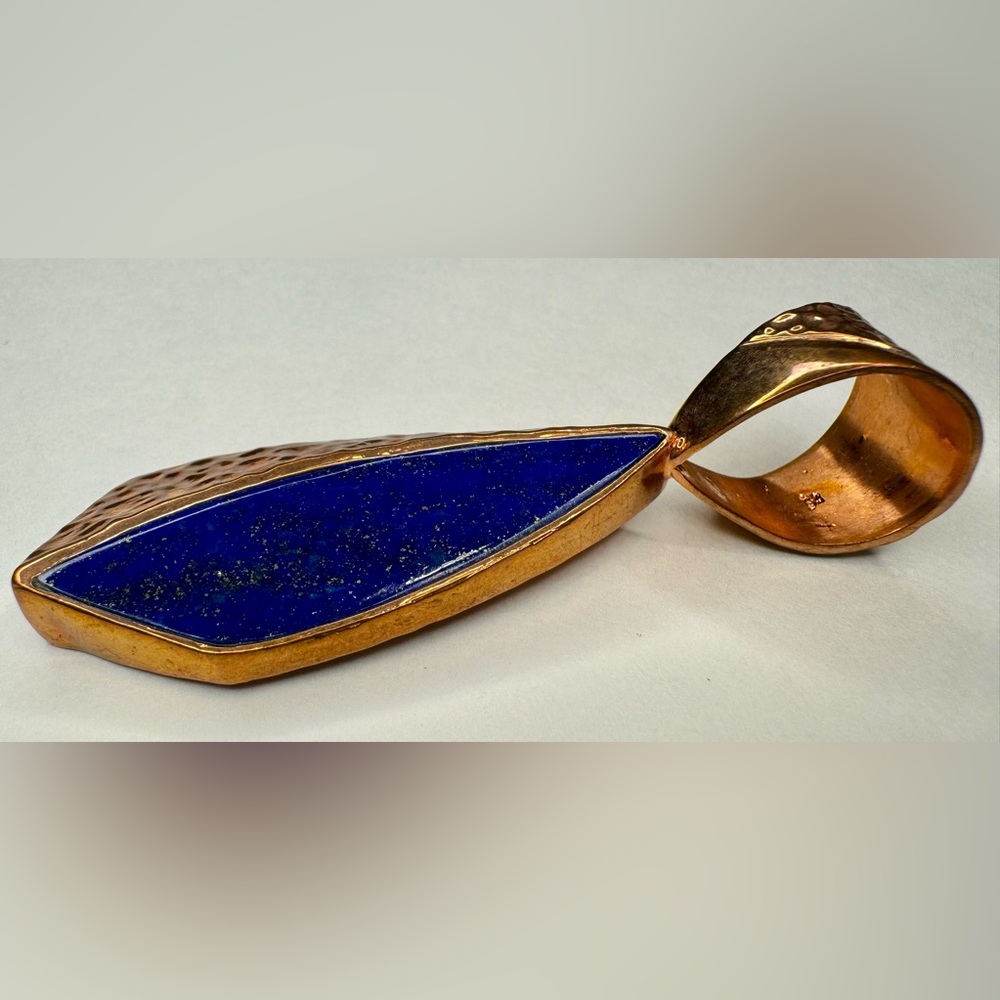 RARE Jay King Signed Desert Rose Trading Copper Lapis Necklace Pendant 3” - Picture 5 of 10